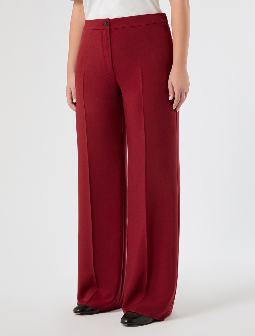 Weite Hose aus meliertem Panama - BORDEAUX - Marina Rinaldi - 3