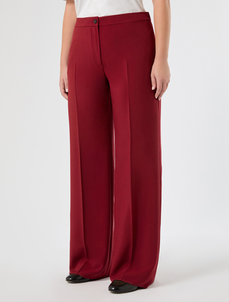 Weite Hose aus meliertem Panama - BORDEAUX - Marina Rinaldi - 3