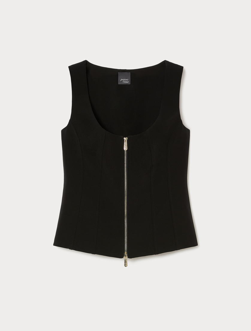 Gilet in tessuto diagonale - NERO - Marina Rinaldi
