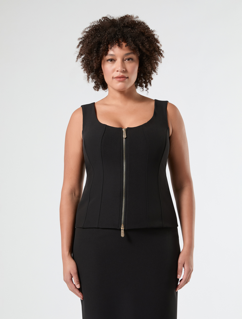 Gilet in tessuto diagonale - NERO - Marina Rinaldi - 3