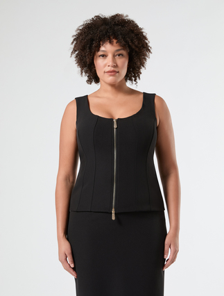 Gilet in tessuto diagonale - NERO - Marina Rinaldi - 3