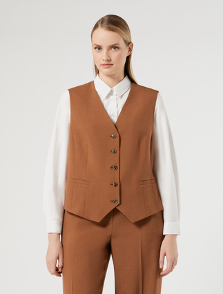 Gilet en mélange natté - CUIR DE VACHE