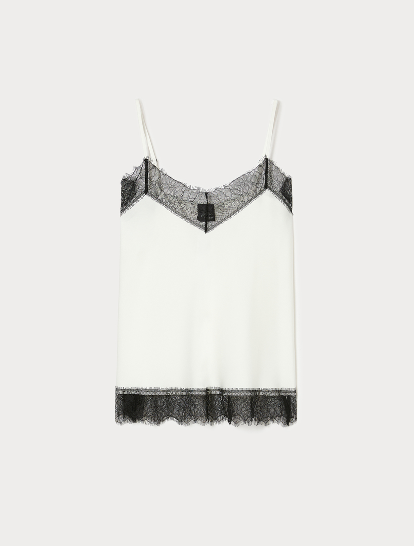 Top in satin e pizzo - BIANCO - Marina Rinaldi
