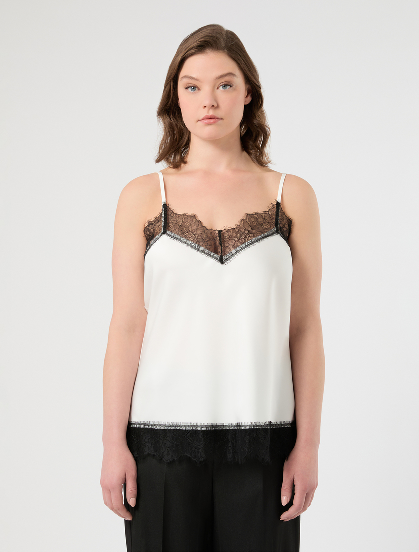 Top in satin e pizzo - BIANCO - Marina Rinaldi - 3