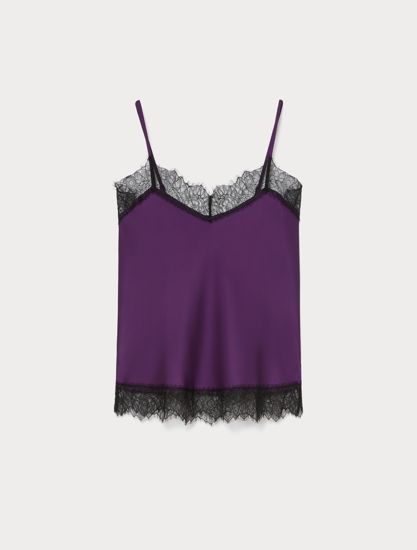 Haut en satin et dentelle - VIOLET FONCE - Marina Rinaldi