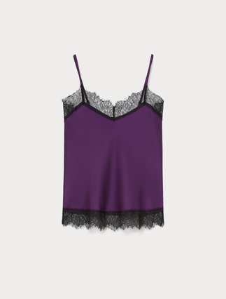 Haut en satin et dentelle - VIOLET FONCE - Marina Rinaldi - 1