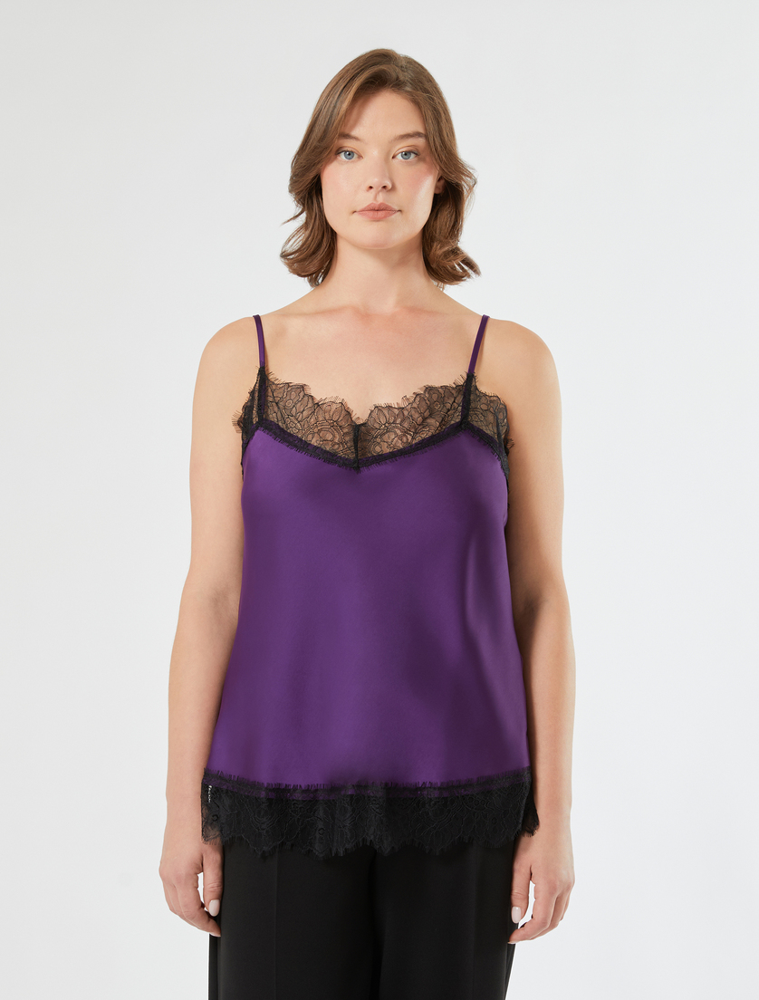 Haut en satin et dentelle - VIOLET FONCE - Marina Rinaldi - 3
