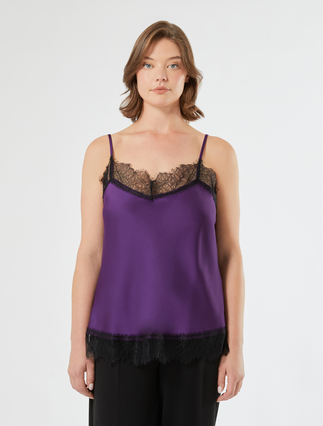 Haut en satin et dentelle - VIOLET FONCE - Marina Rinaldi - 3