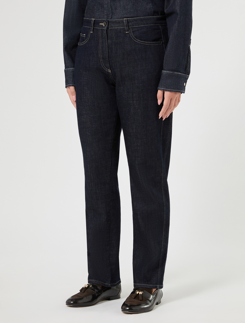 Slim-fit cotton denim jeans - MIDNIGHTBLUE - Marina Rinaldi - 3