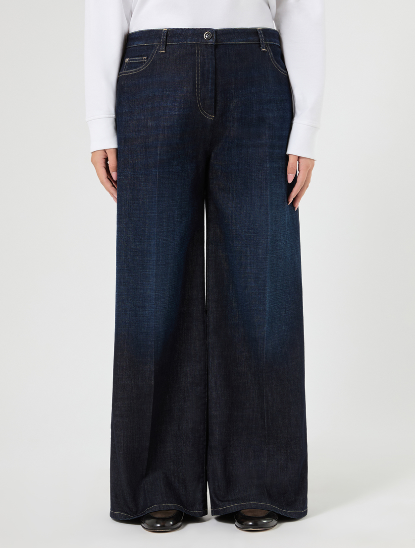 Wide-fit cotton denim jeans - MIDNIGHTBLUE - Marina Rinaldi - 3