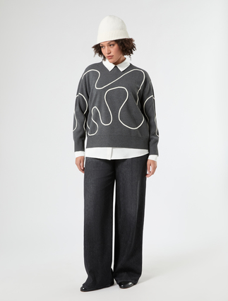 Jean palazzo en denim stretch - Marina Rinaldi