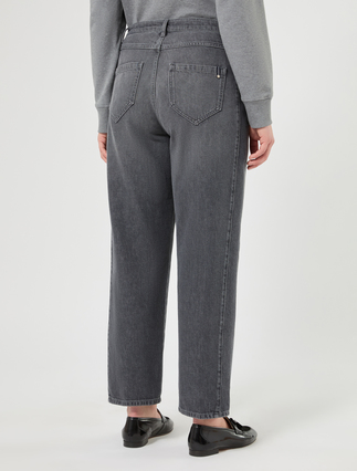 Tencel cotton barrel-leg jeans - DARK GREY - Marina Rinaldi - 4