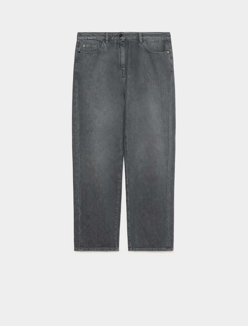 Tencel cotton barrel-leg jeans - DARK GREY - Marina Rinaldi