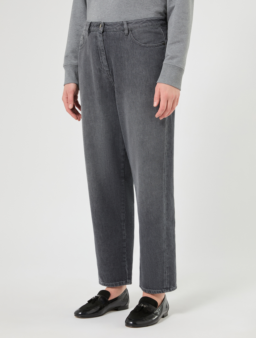 Tencel cotton barrel-leg jeans - DARK GREY - Marina Rinaldi - 3