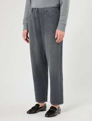 Tencel cotton barrel-leg jeans - DARK GREY - Marina Rinaldi - 3