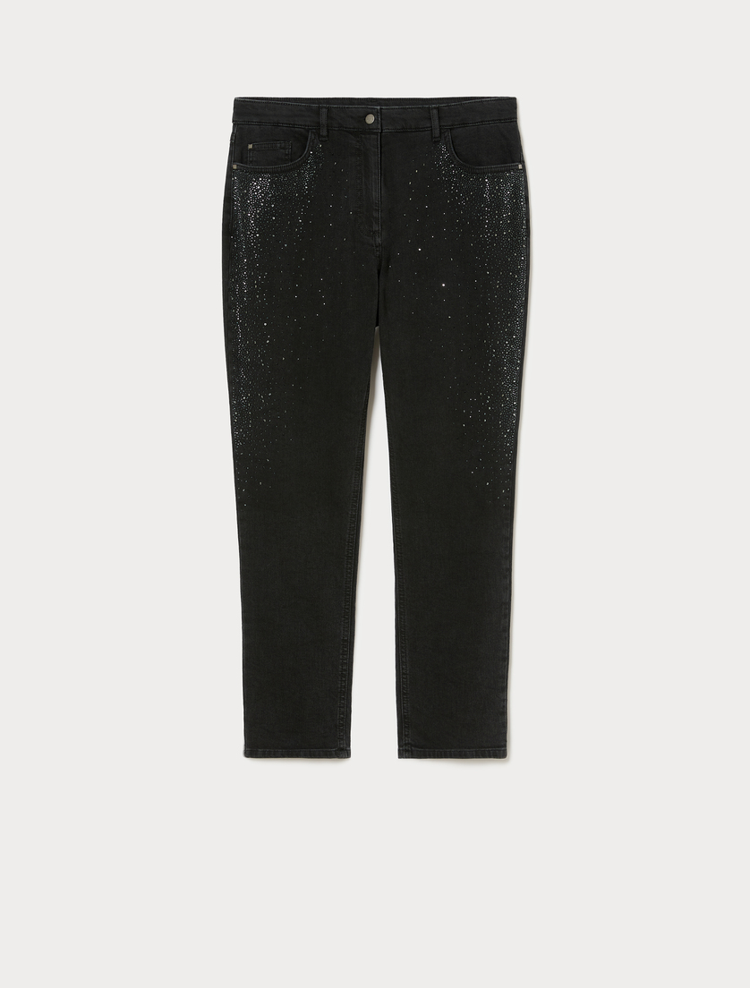 Jeans in denim con strass - NERO - Marina Rinaldi