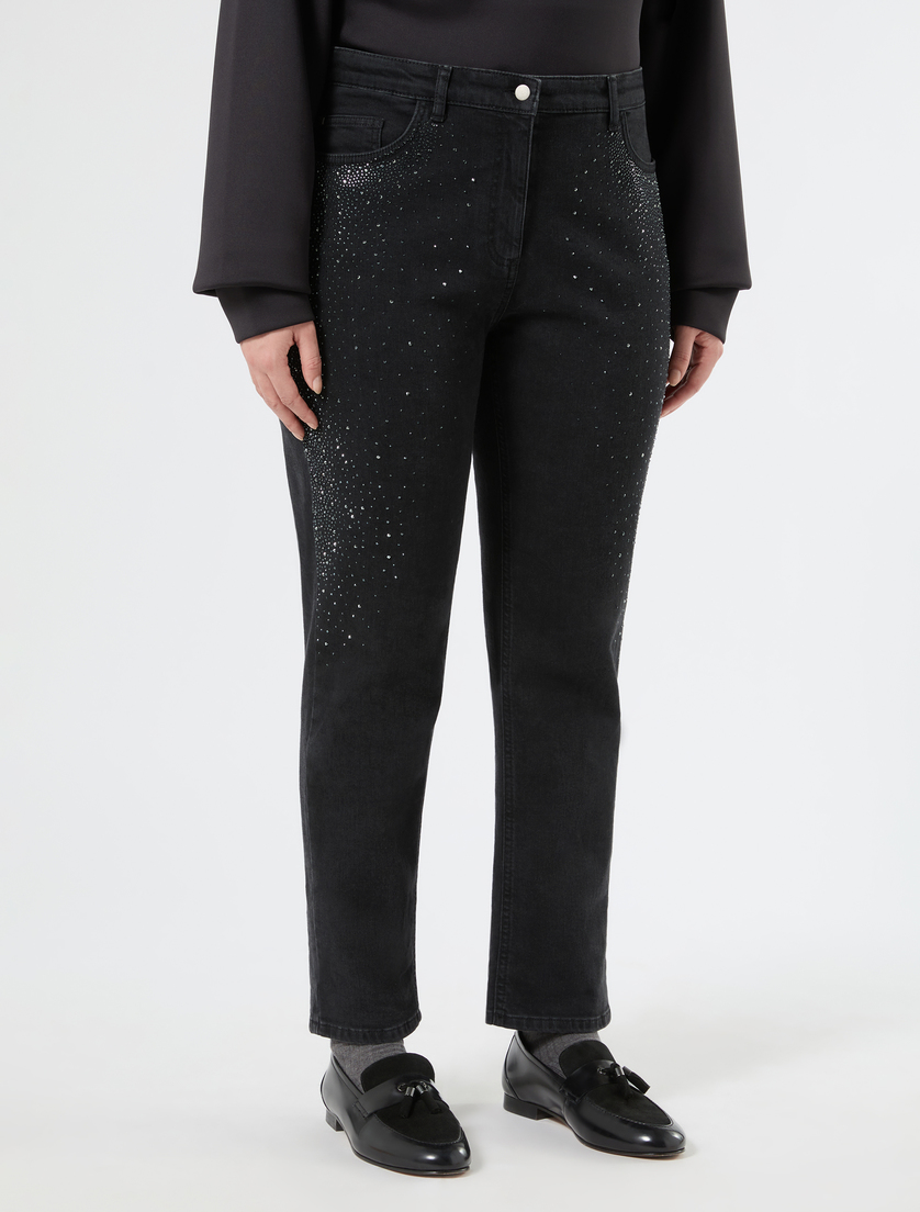 Jeans in denim con strass - NERO - Marina Rinaldi - 3