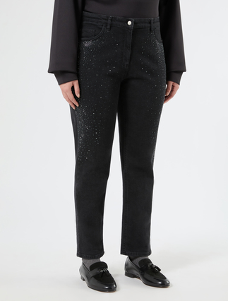 Jeans in denim con strass - NERO - Marina Rinaldi - 3