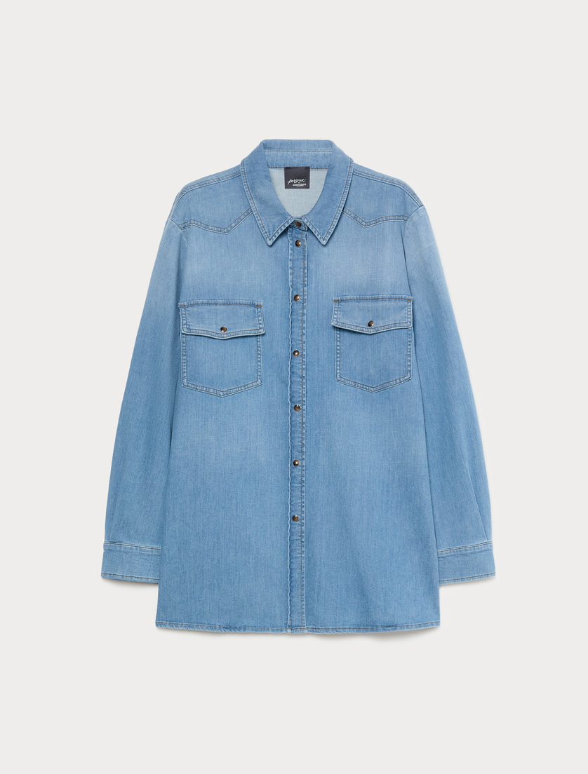 Stretch denim tunic - BLUE AZURE - Marina Rinaldi