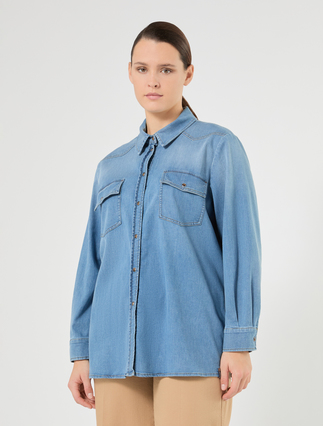 Stretch denim tunic - BLUE AZURE