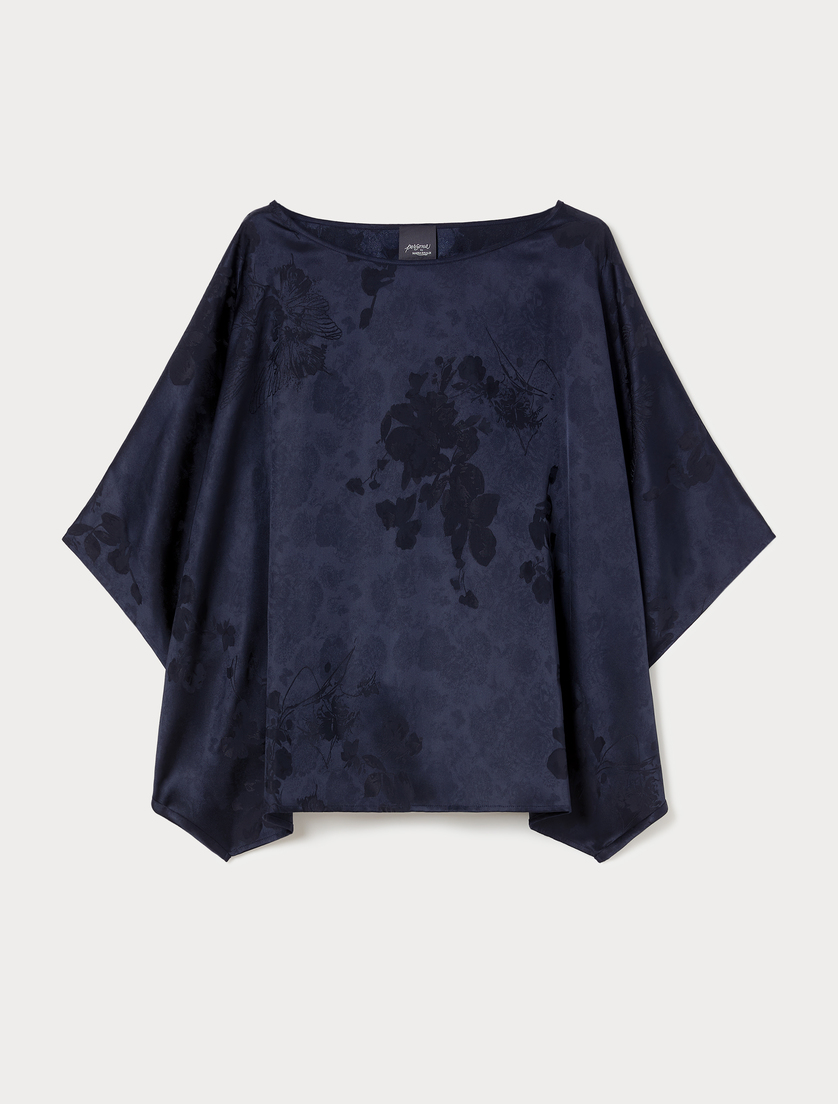 Jacquard poncho - MIDNIGHTBLUE - Marina Rinaldi