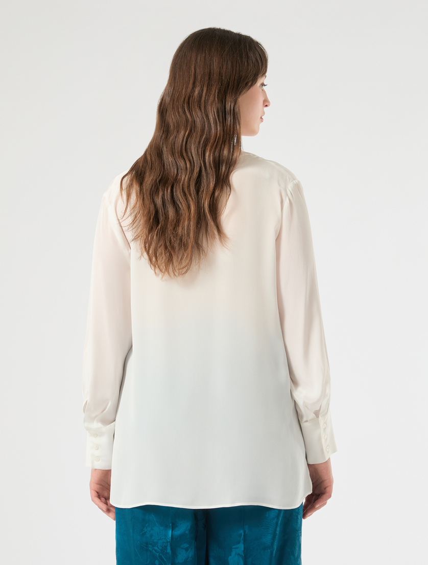 Crepe de chine polo blouse - WHITE - Marina Rinaldi - 4