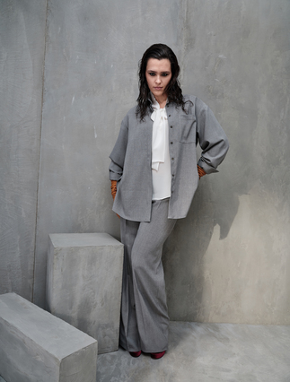 Mélange basketweave tunic - MEDIUM GREY