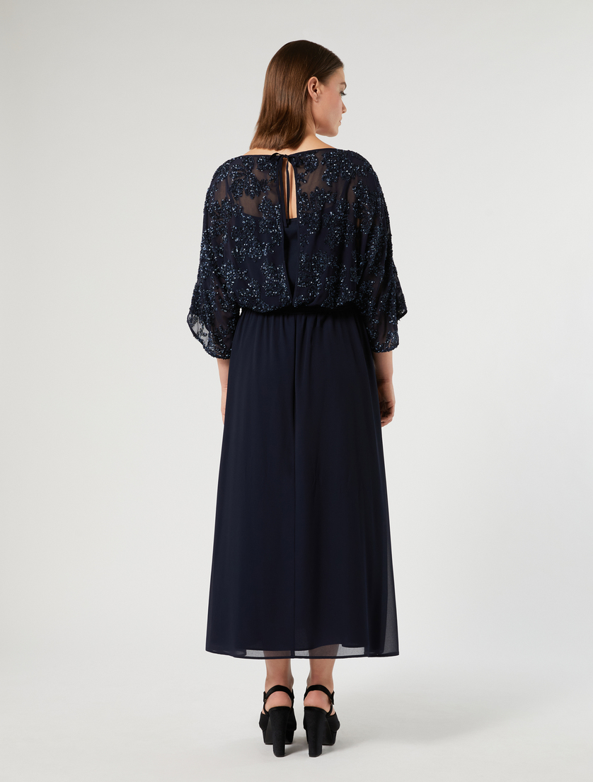 Chiffon dress with sequin and georgette detail - MIDNIGHTBLUE - Marina Rinaldi - 4