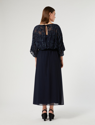 Chiffon dress with sequin and georgette detail - MIDNIGHTBLUE - Marina Rinaldi - 4