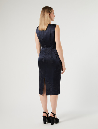 Draped jacquard dress - MIDNIGHTBLUE - Marina Rinaldi - 4