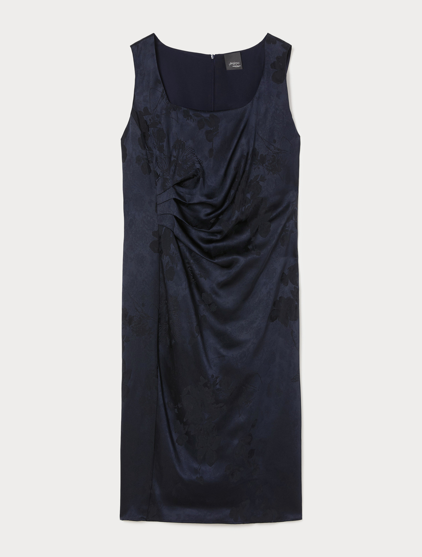 Draped jacquard dress - MIDNIGHTBLUE - Marina Rinaldi