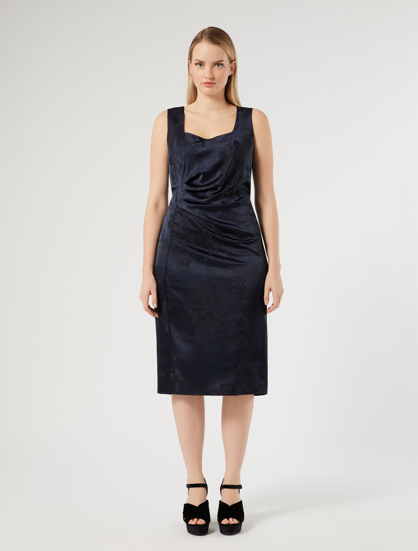 Draped jacquard dress - MIDNIGHTBLUE - Marina Rinaldi - 3