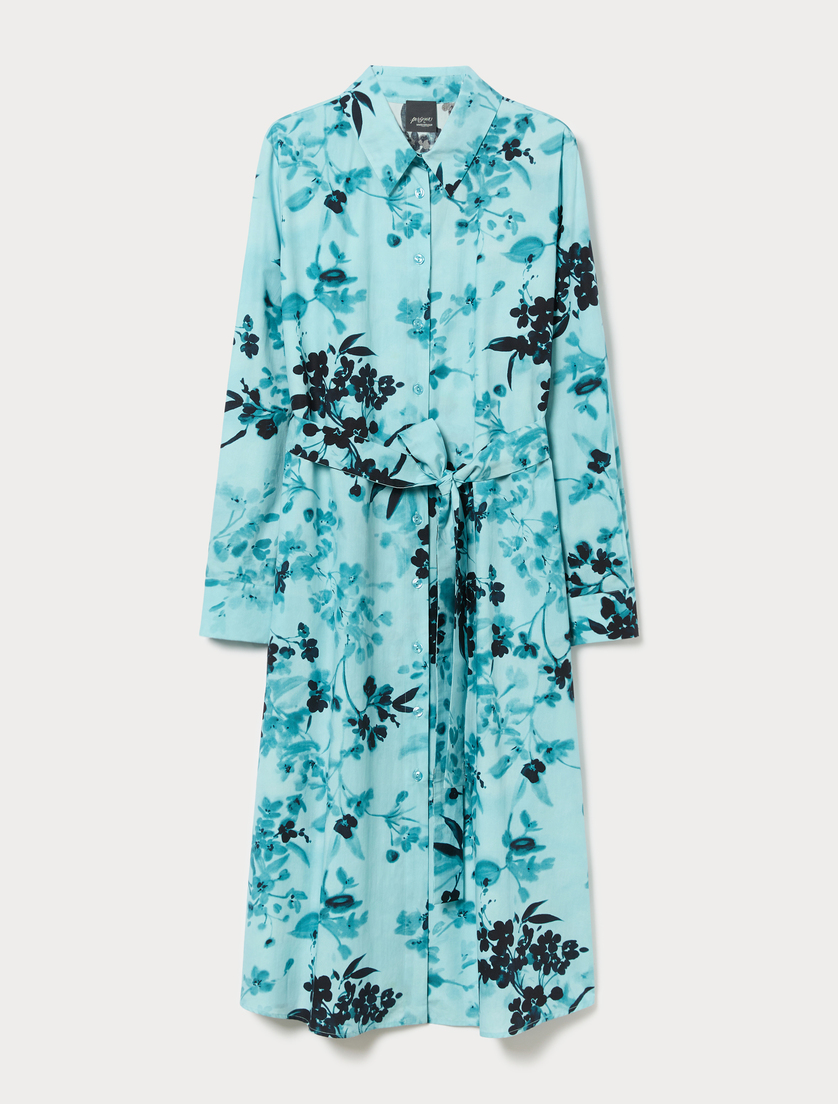 Cotton shirt dress - TURQUOISE - Marina Rinaldi