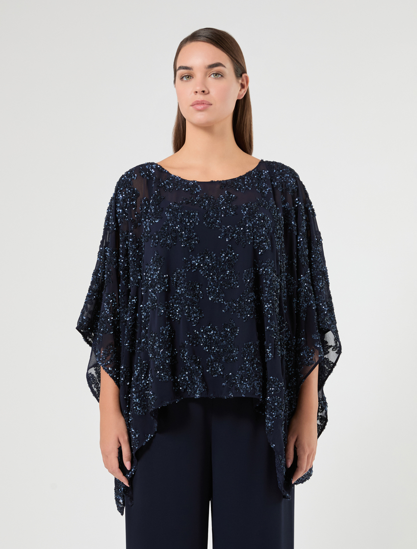Chiffon poncho - MIDNIGHTBLUE - Marina Rinaldi - 3