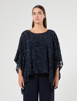 Chiffon poncho - MIDNIGHTBLUE - Marina Rinaldi - 3