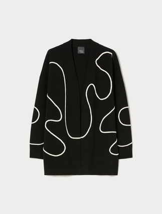 Wool blend cardigan with embroidery - Marina Rinaldi