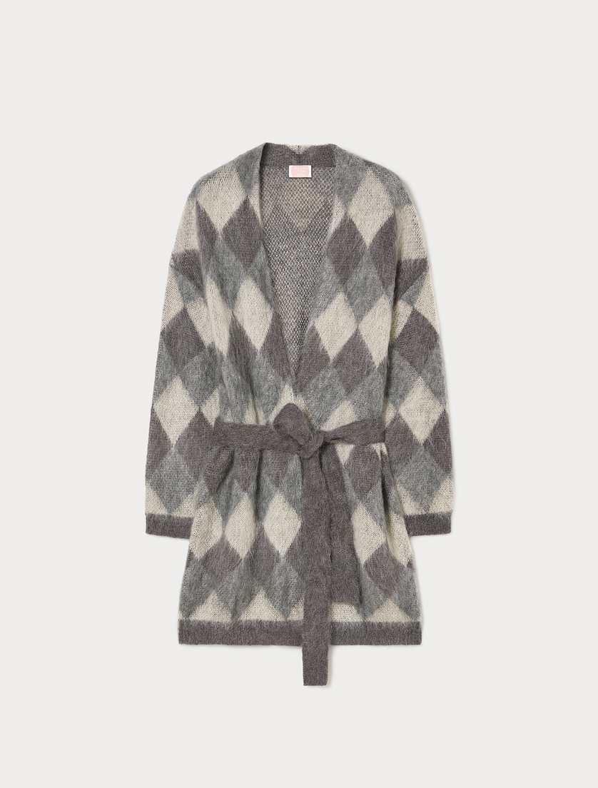 Mohair-blend maxi cardigan - MEDIUM GREY - Marina Rinaldi