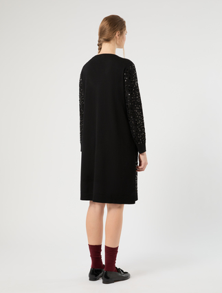 Abito in maglia stretch con paillettes - NERO - Marina Rinaldi - 4