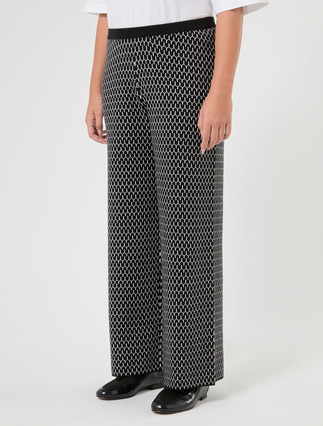 Pantaloni jacquard in misto lana - NERO