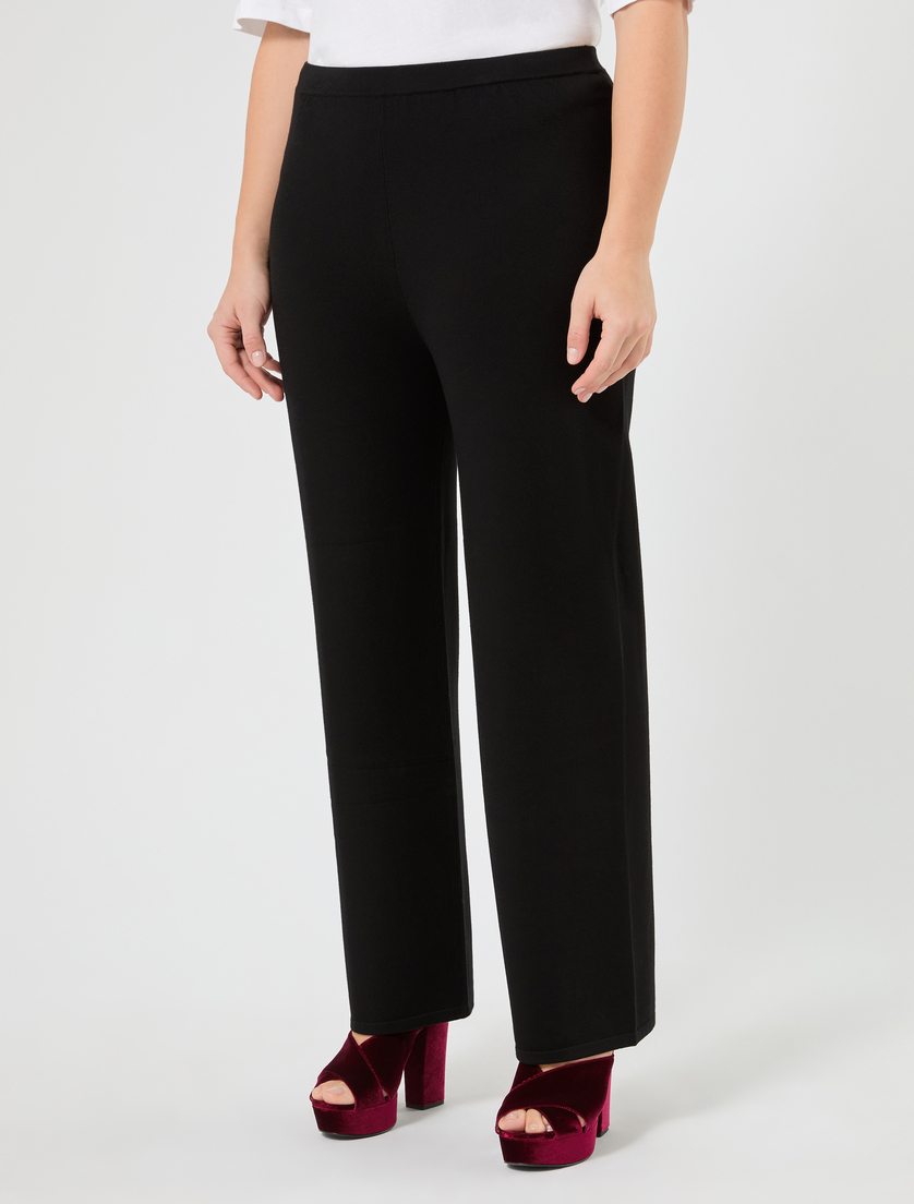 Wide-fit stretch viscose trousers - BLACK - Marina Rinaldi - 3