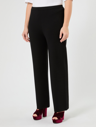 Pantaloni ampi in viscosa stretch - NERO