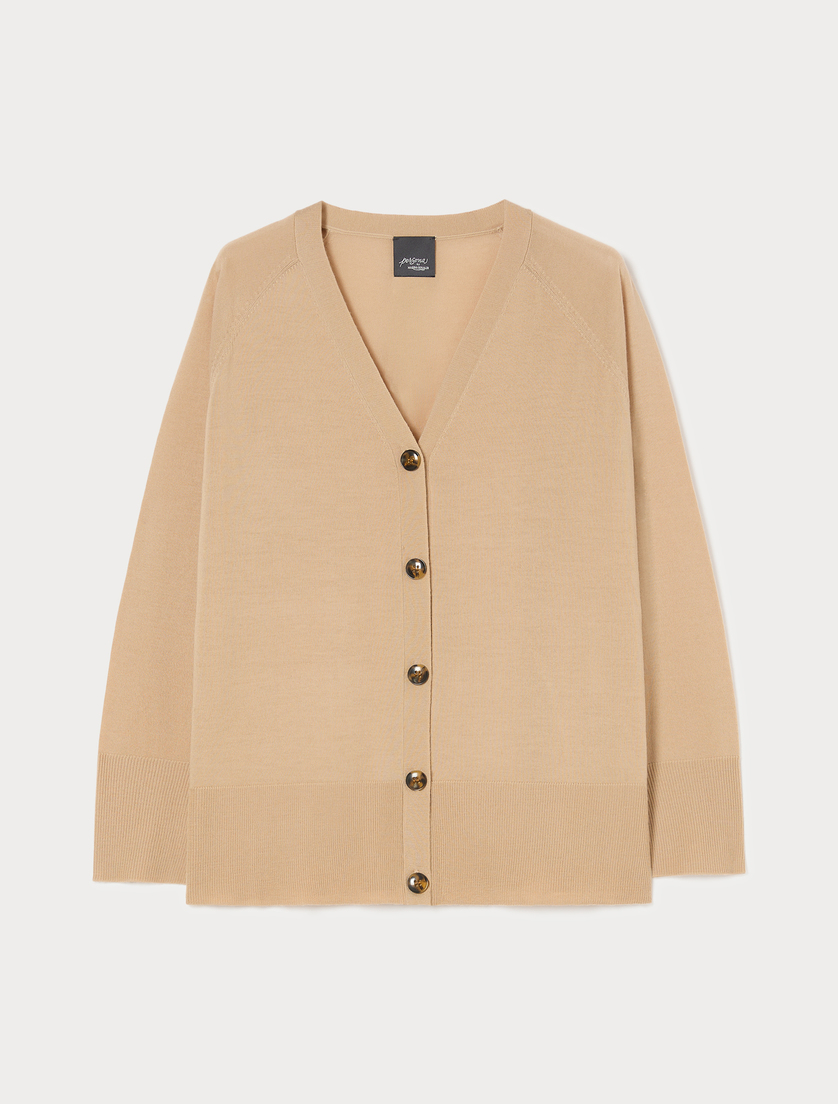Cardigan in pura lana - BEIGE - Marina Rinaldi