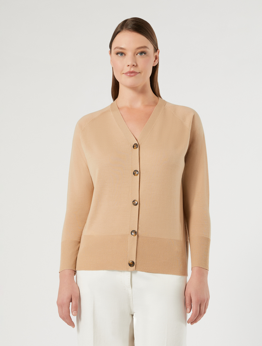 Cardigan in pura lana - BEIGE - Marina Rinaldi - 3