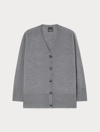 Cardigan in pura lana - GRIGIO MEDIO - Marina Rinaldi - 1