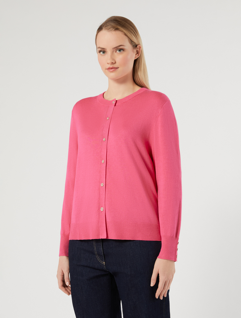 Stretch viscose cardigan - RASPBERRY - Marina Rinaldi - 3