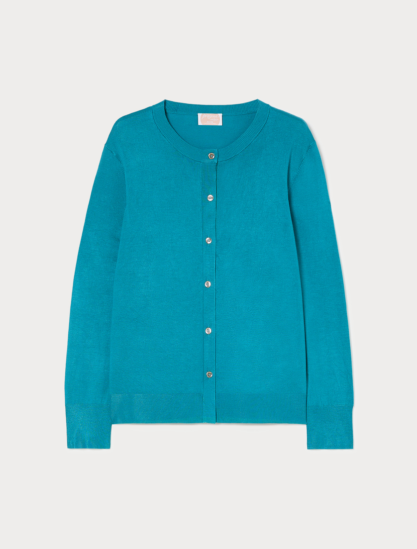 Stretch viscose cardigan - TURQUOISE - Marina Rinaldi