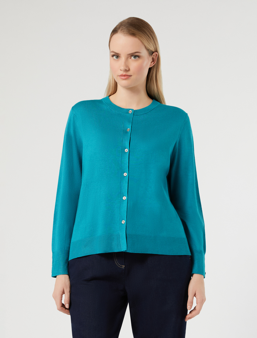 Stretch viscose cardigan - TURQUOISE - Marina Rinaldi - 3