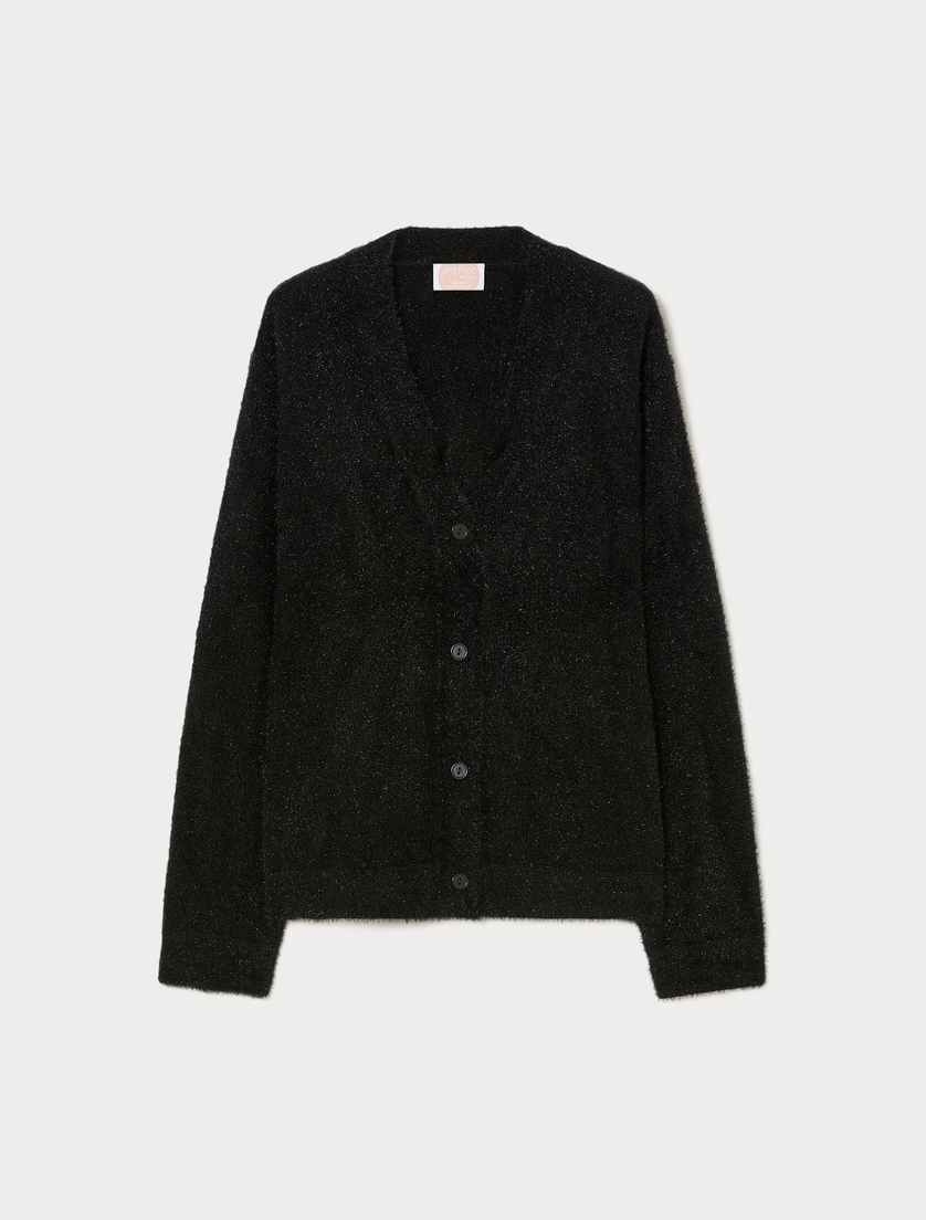 Cardigan in frosted-effect yarn - BLACK - Marina Rinaldi