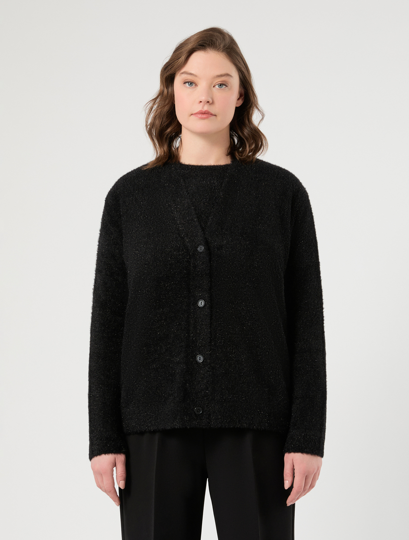 Cardigan in frosted-effect yarn - BLACK - Marina Rinaldi - 3