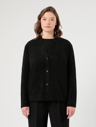 Cardigan in frosted-effect yarn - BLACK - Marina Rinaldi - 3